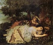 Gustave Courbet Young Women on the Banks of the Seine painting